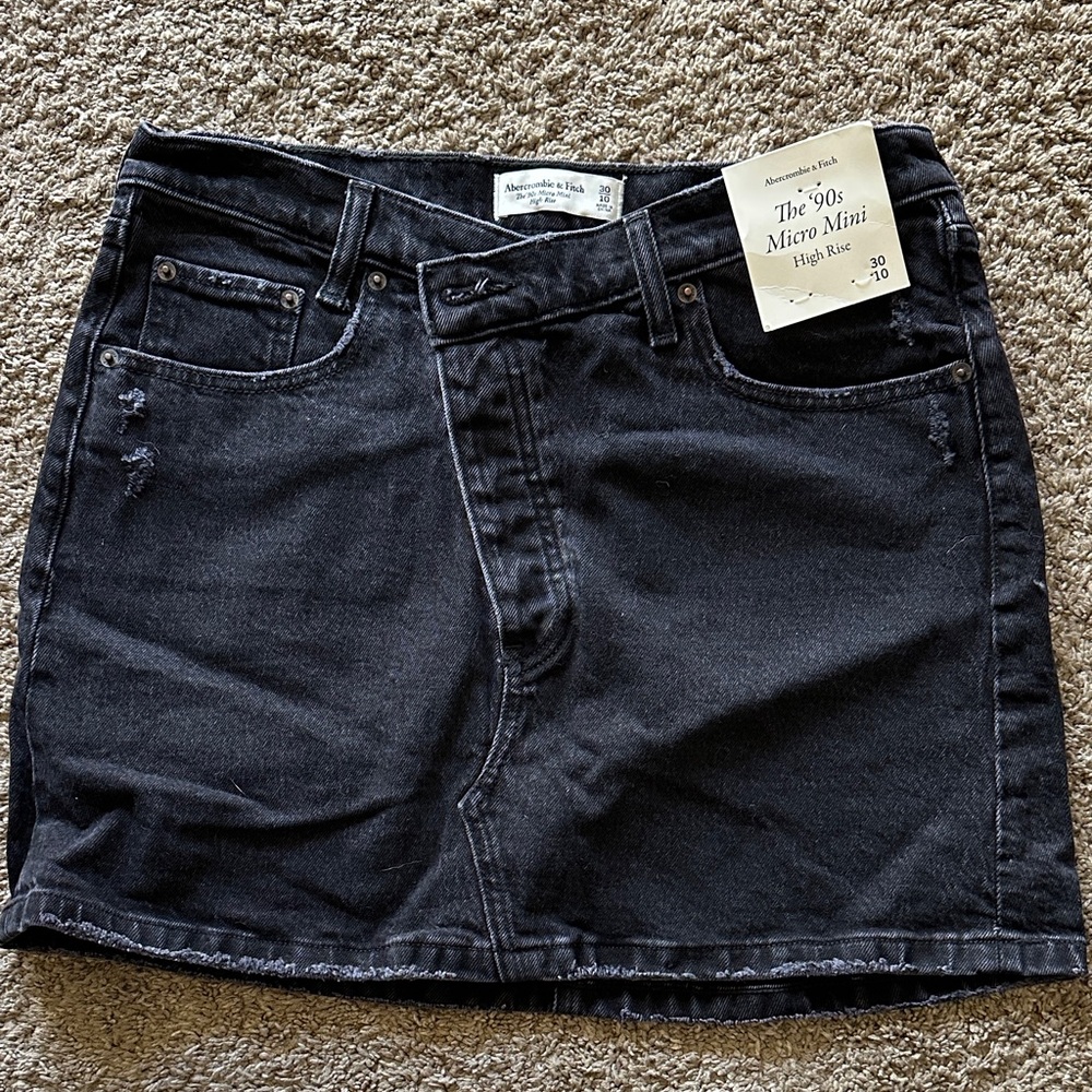 Abercrombie & Fitch Dark Denim High Rise Skirt